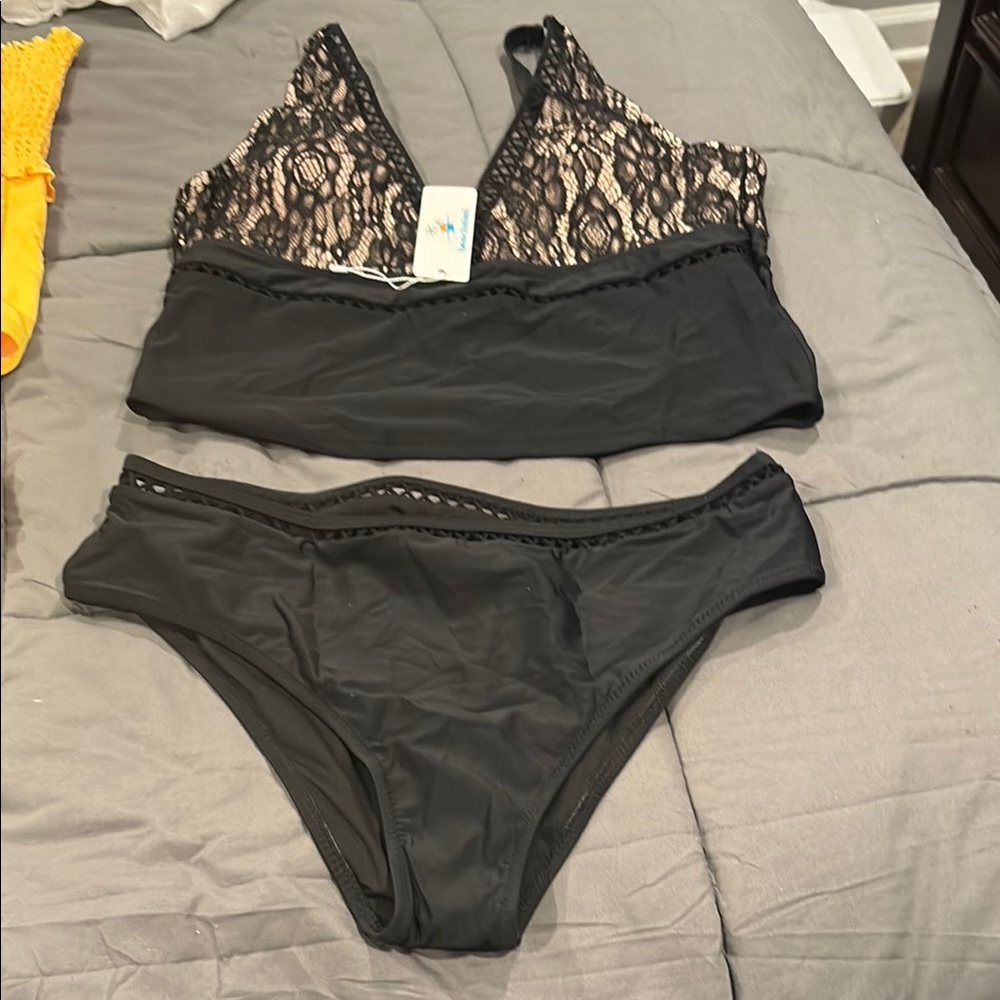 Chic Black Lace Bikini Set